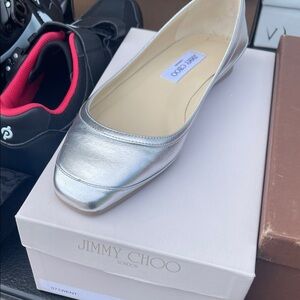 Jimmy Choo Metallic Silver Flats